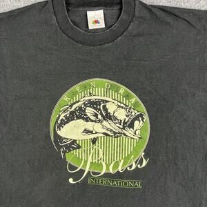 Fruit of the Loom T-Shirt Mens XL Black Kenora Bass Fishing Graphic Tee Retro